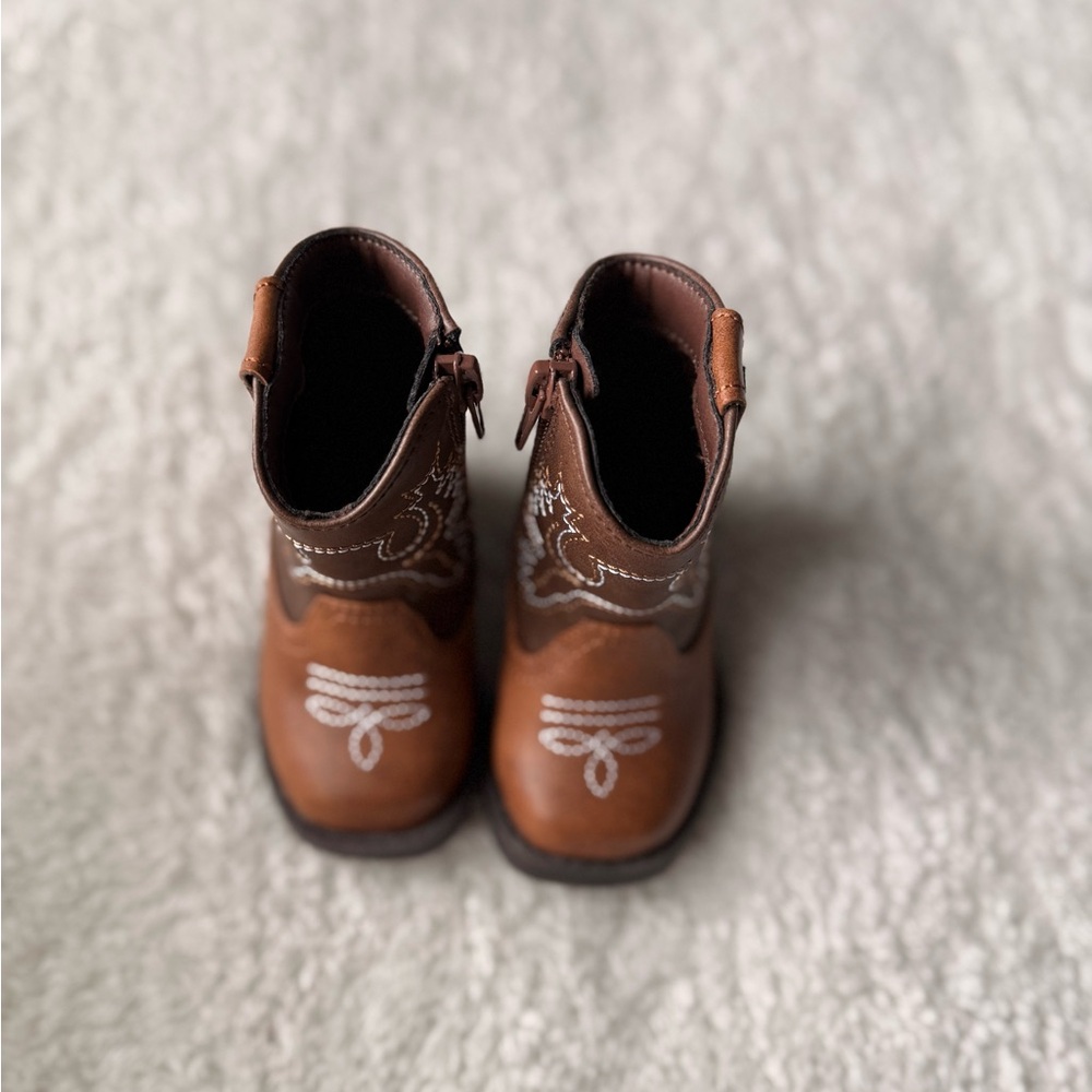 Kids Brown Western Cowboy Boots - Classic Embroidered Style
